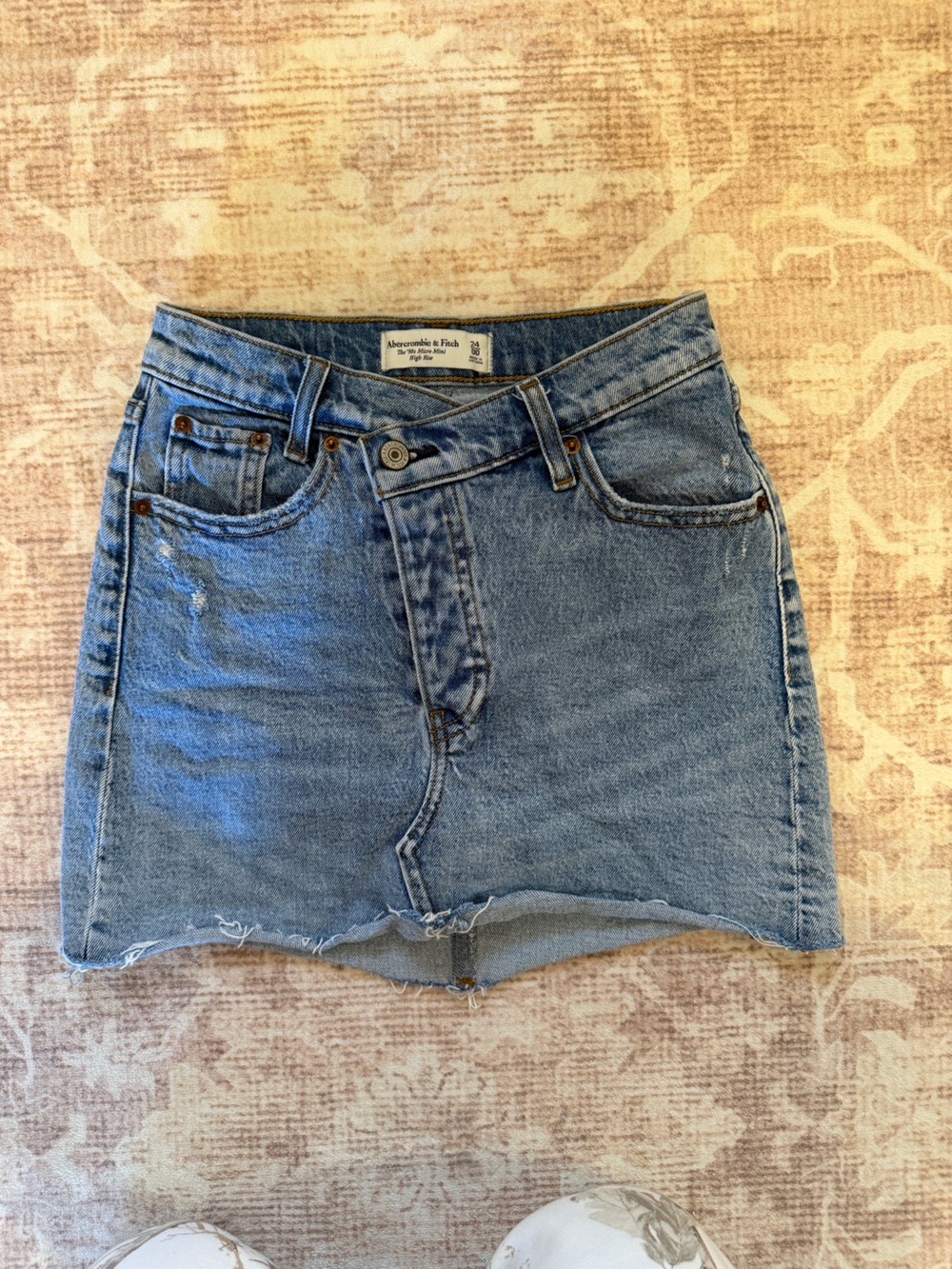 Abercrombie & Fitch Light Blue Distressed Denim Mini Skirt